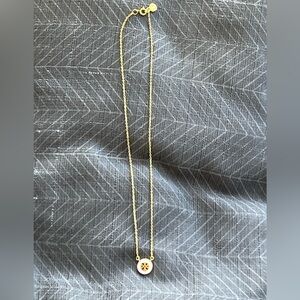 NWOT Tory Burch Kira Double T White Circular Pendent Necklace